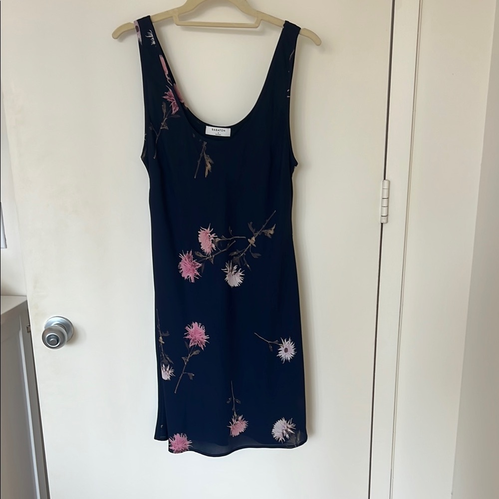 Babaton Navy and Pink Floral Mini Dress